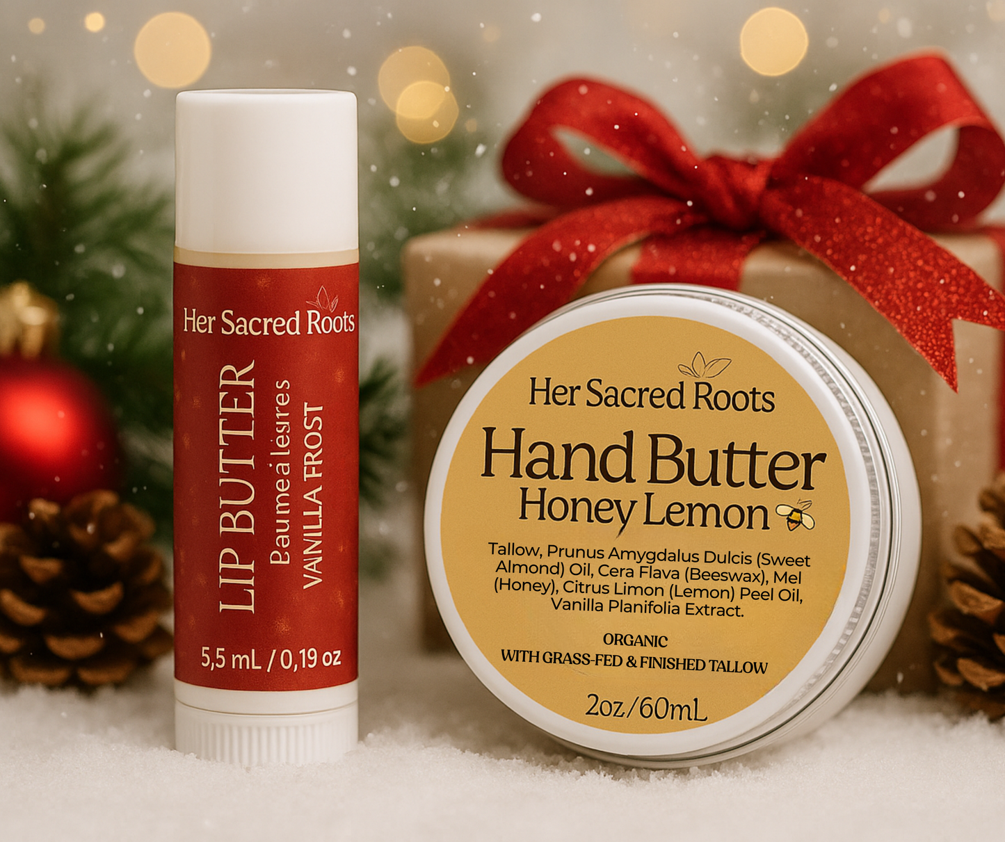 🎁 Christmas Bundle — Honey Lemon Hand Butter + Vanilla Frost Lip Butter